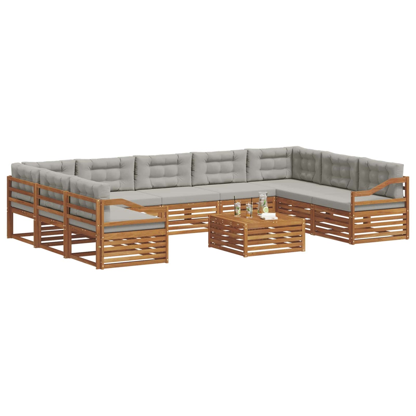 Set di divani da esterno 10 pcs Grigio Naturale e Chiaro | homemem39