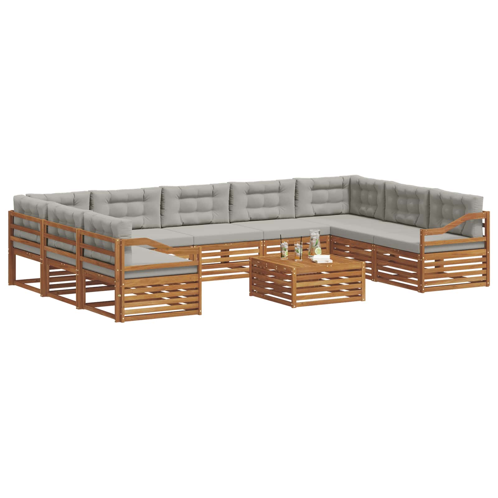 Set di divani da esterno 10 pcs Grigio Naturale e Chiaro | homemem39