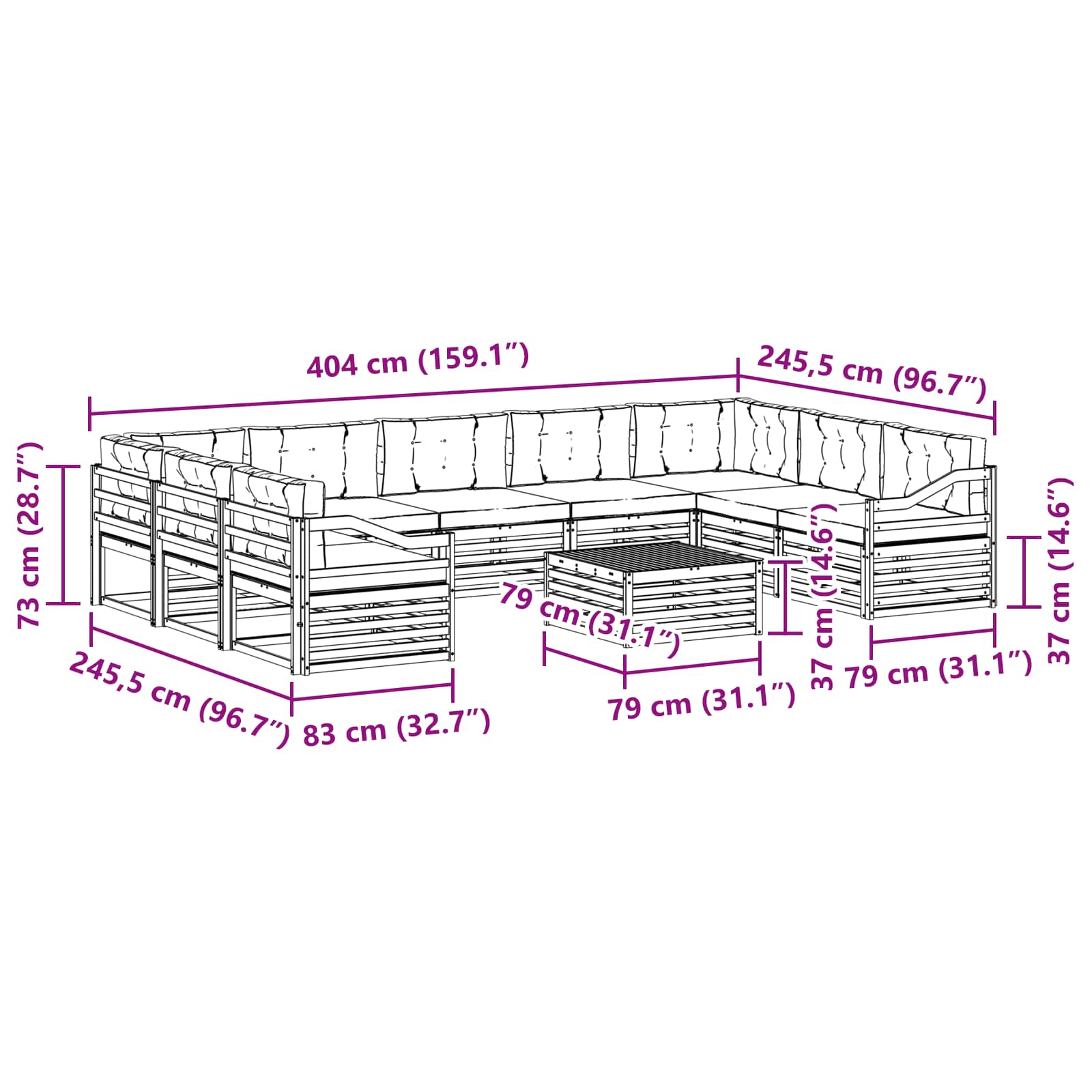 Set di divani da esterno 10 pcs Grigio Naturale e Chiaro | homemem39