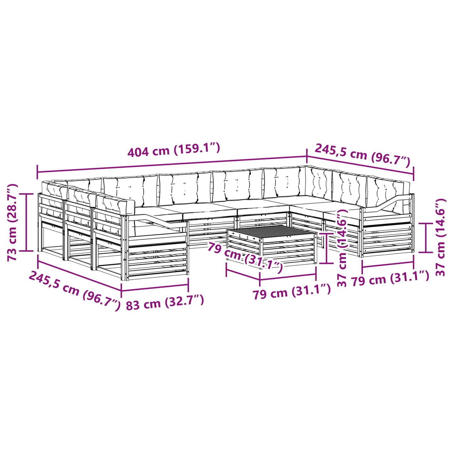 Set di divani da esterno 10 pcs Grigio Naturale e Chiaro | homemem39