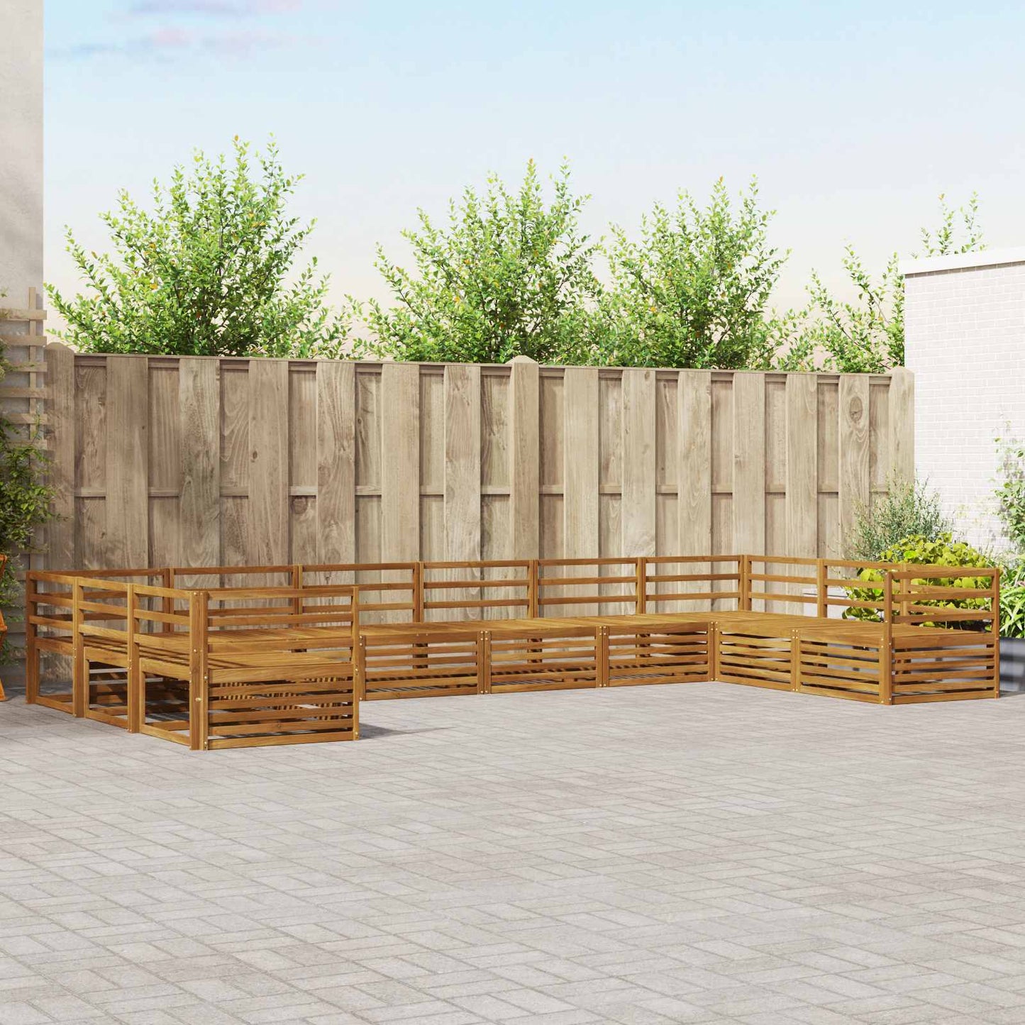 Set divani 10 pcs Naturale Legno di Acacia Massello