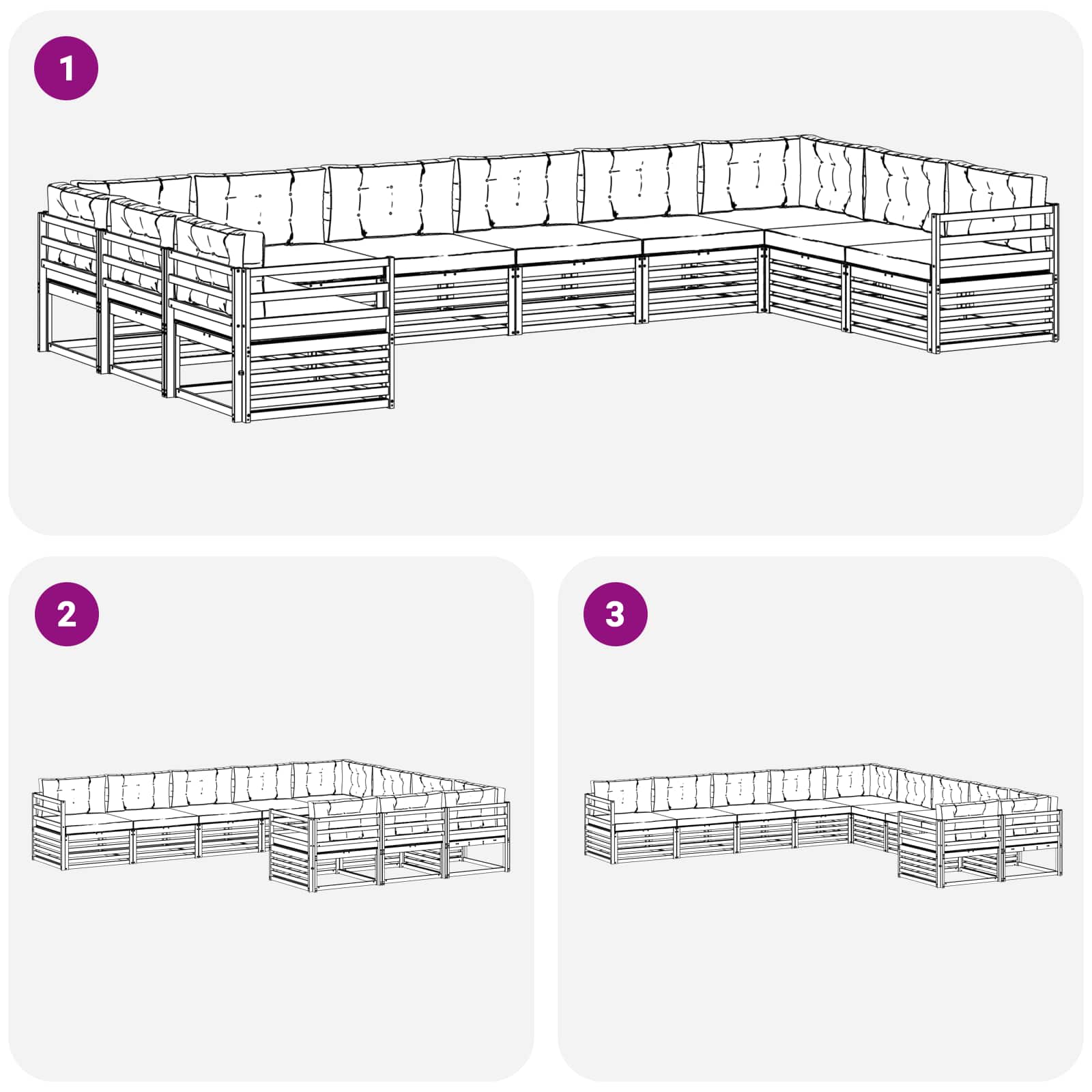 Set divani con cuscino 5 pcs Grigio Naturale e Chiaro | homemem39