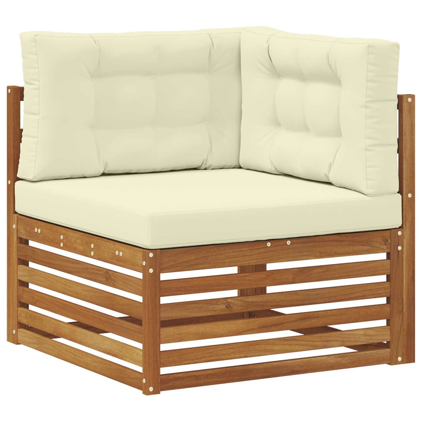Set divani 8 pcs Naturale e Crema Legno di Acacia Massello