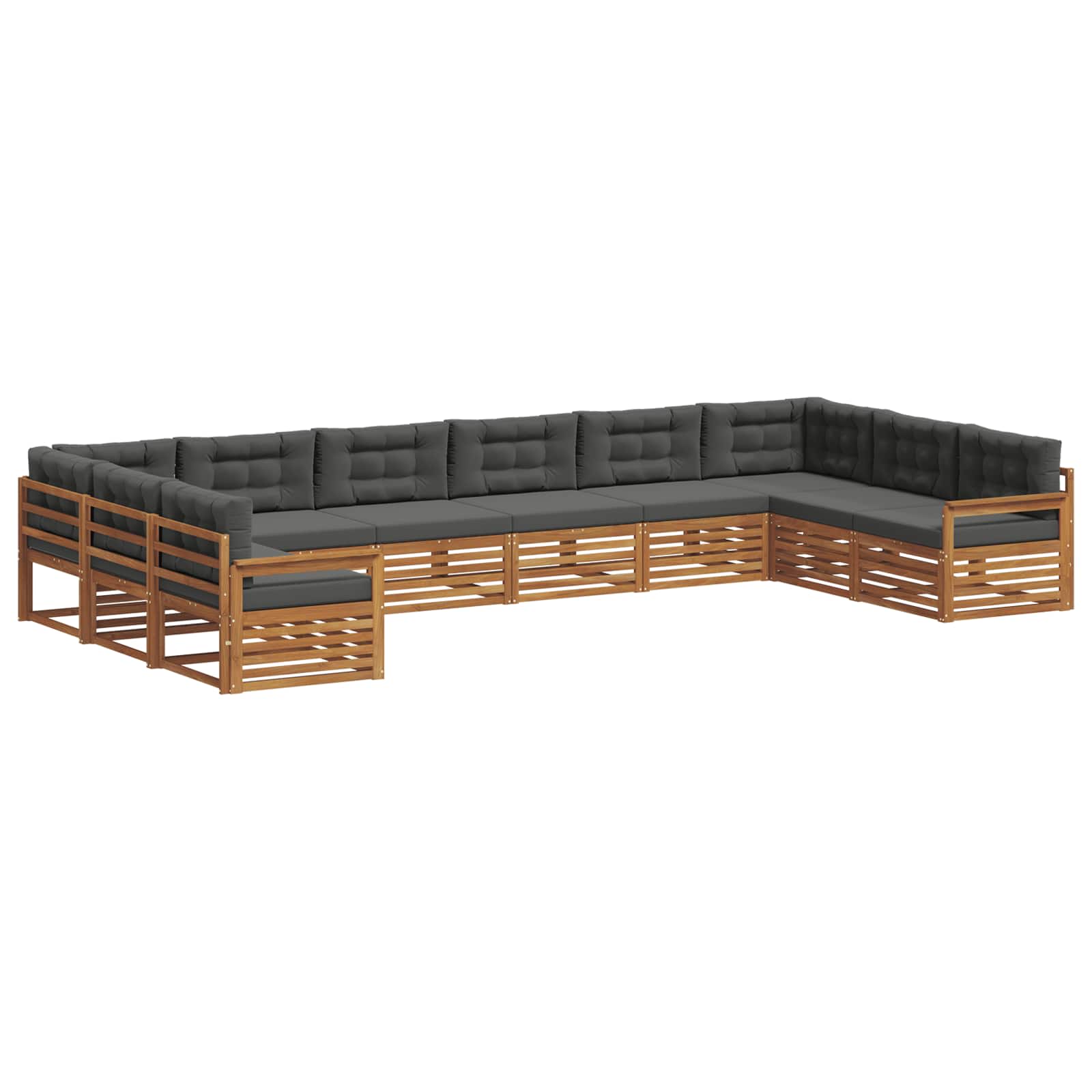 Set divani 9 pcs Naturale e Antracite Legno di Acacia Massello | homemem39