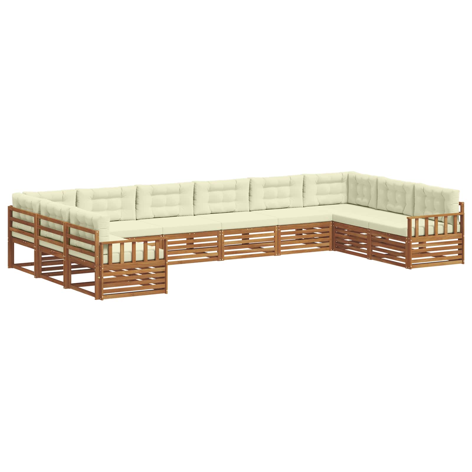 Set divani 6 pcs Naturale e Crema Legno di Acacia Massello | homemem39