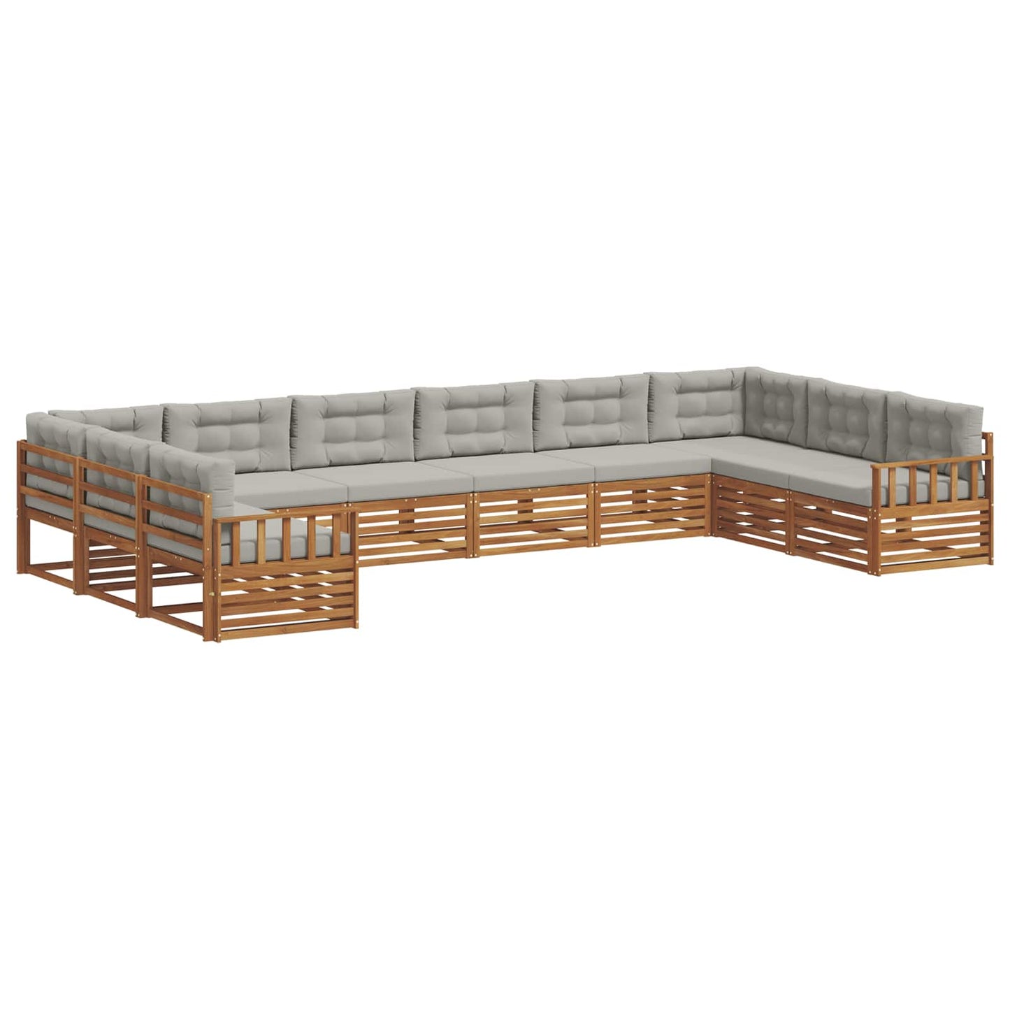 Set divani con cuscino 4 pcs Grigio Naturale e Chiaro