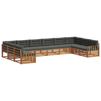 Set divani 5 pcs Naturale e Antracite Legno di Acacia Massello