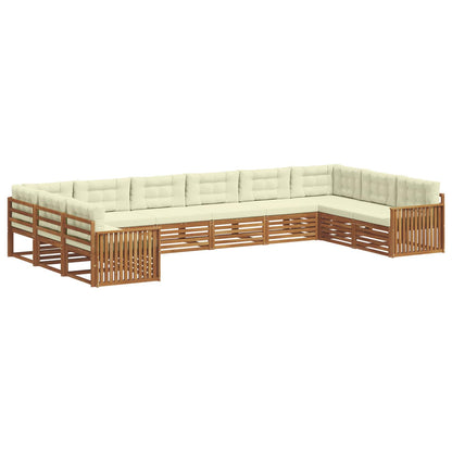 Set divani 6 pcs Naturale e Crema Legno di Acacia Massello
