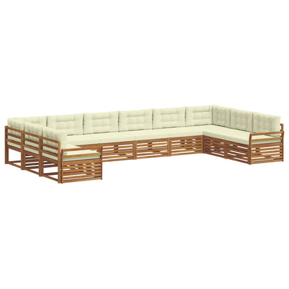 Set divani 6 pcs Naturale e Crema Legno di Acacia Massello | homemem39