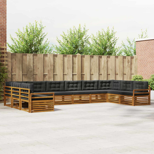 Set divani 7 pcs Naturale e Antracite Legno di Acacia Massello | homemem39