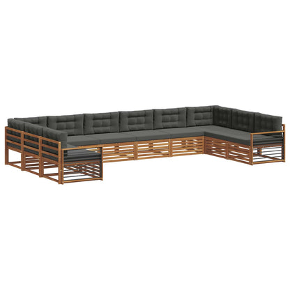 Set divani 11 pcs Naturale e Antracite Legno di Acacia Massello | homemem39