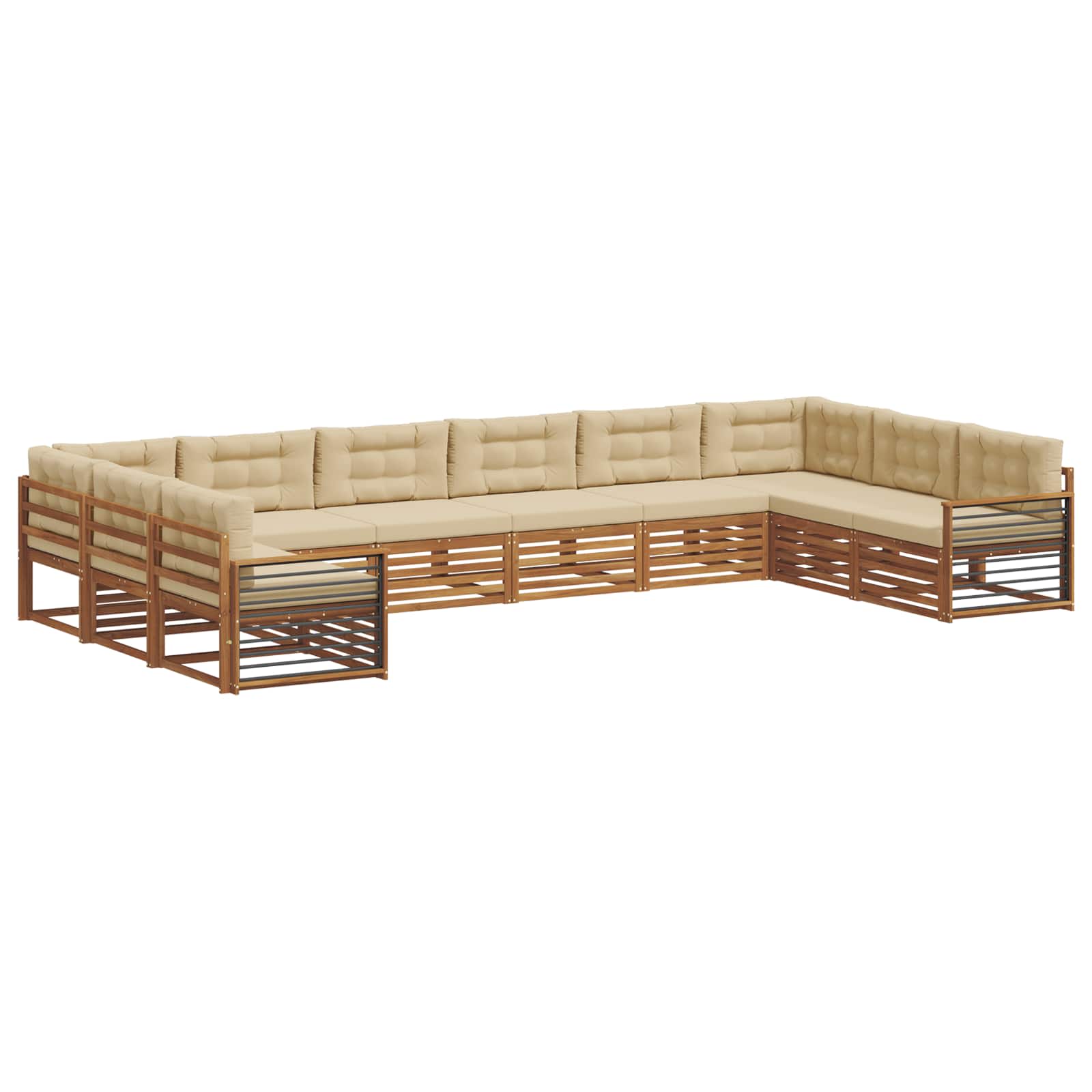 Set divani 10 pcs Naturale e Beige Legno di Acacia Massello | homemem39