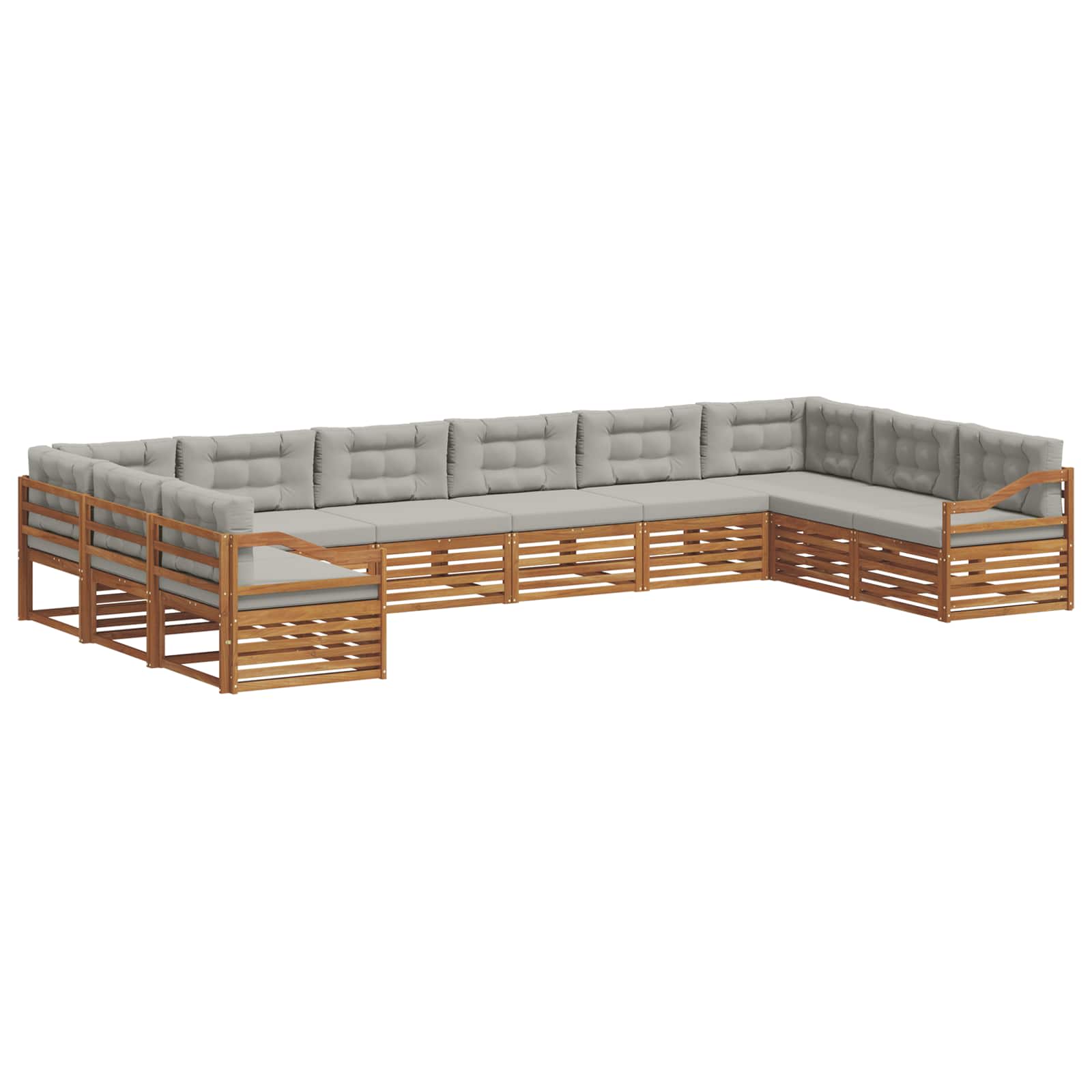 Set divani con cuscino 10 pcs Grigio Naturale e Chiaro | homemem39