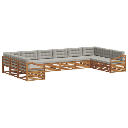 Set divani con cuscino 10 pcs Grigio Naturale e Chiaro | homemem39