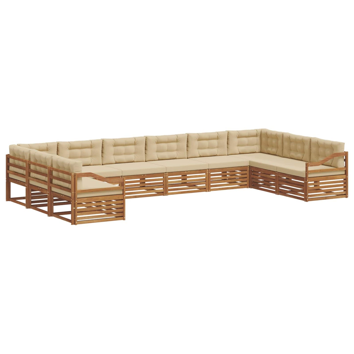 Set divani 10 pcs Naturale e Beige Legno di Acacia Massello | homemem39