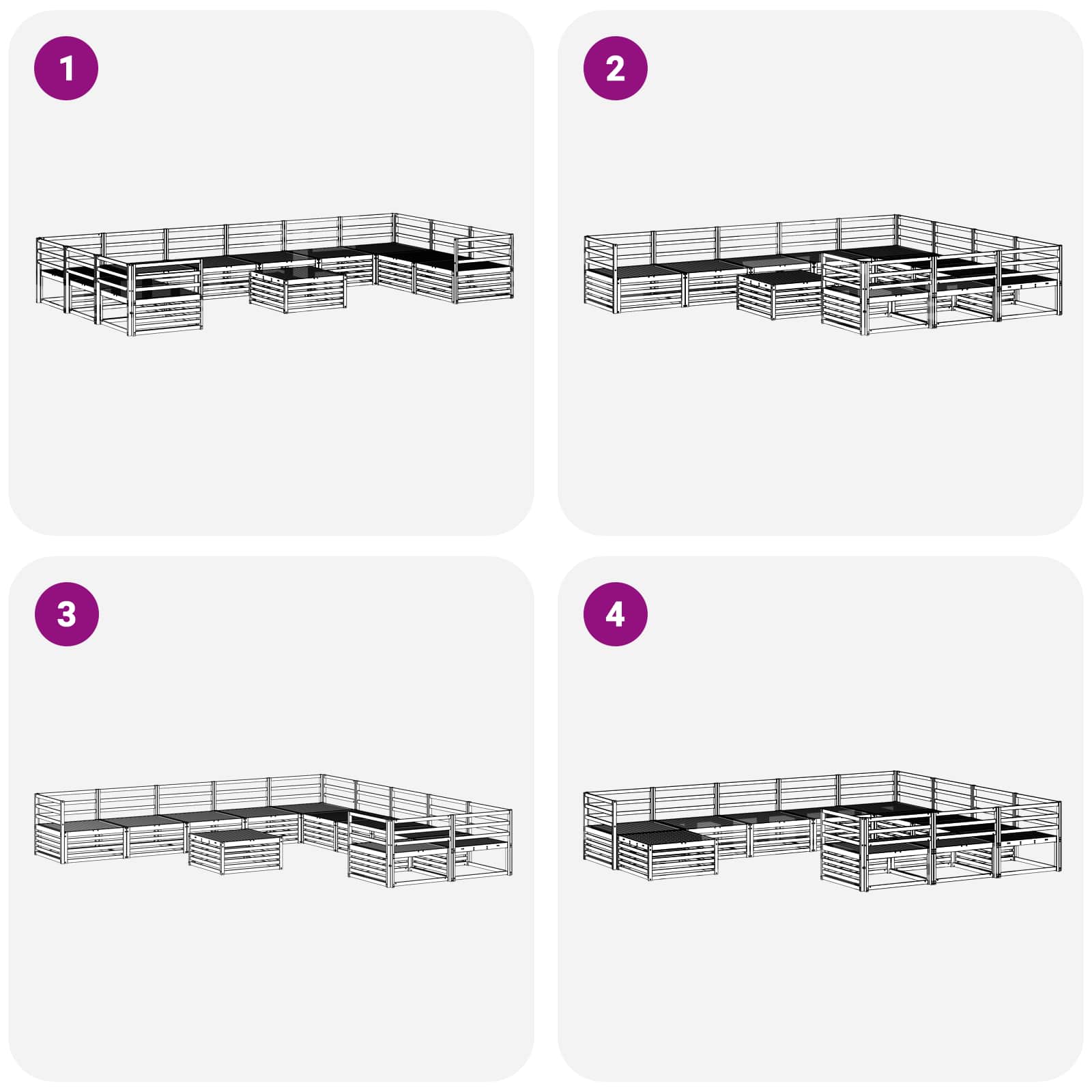 Set divani 11 pcs Naturale Legno di Acacia Massello | homemem39