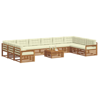 Set divani 11 pcs Naturale e Crema Legno di Acacia Massello | homemem39