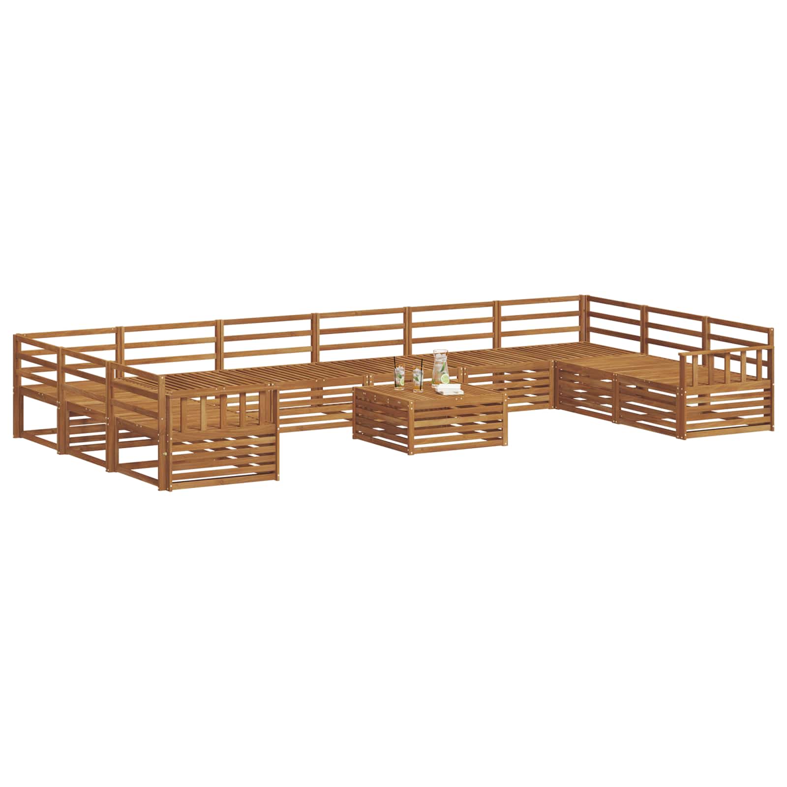 Set divani 11 pcs Naturale Legno di Acacia Massello | homemem39