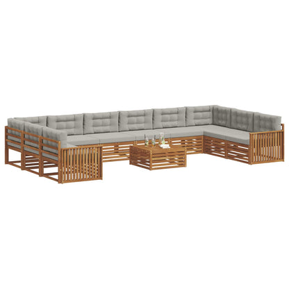 Set divani con cuscino 11 pcs Grigio Naturale e Chiaro | homemem39