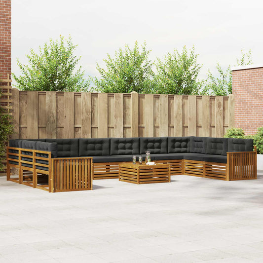 Set divani 11 pcs Naturale e Antracite Legno di Acacia Massello