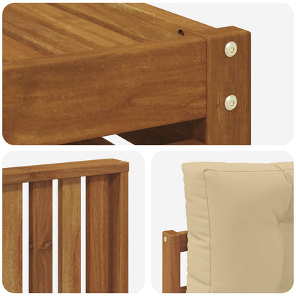 Set divani 11 pcs Naturale e Beige Legno di Acacia Massello | homemem39