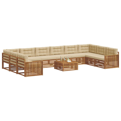 Set divani 11 pcs Naturale e Beige Legno di Acacia Massello | homemem39