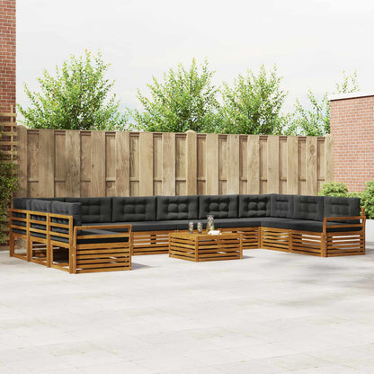 Set divani 11 pcs Naturale e Antracite Legno di Acacia Massello | homemem39