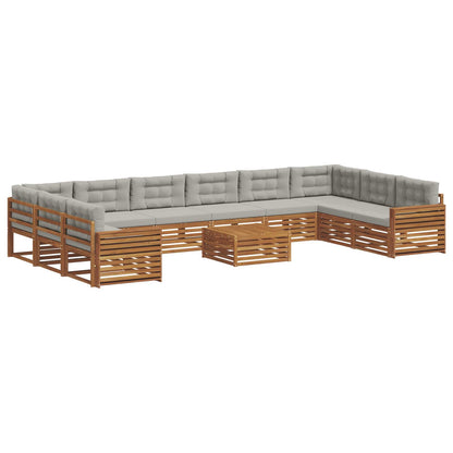 Set divani con cuscino 11 pcs Grigio Naturale e Chiaro | homemem39
