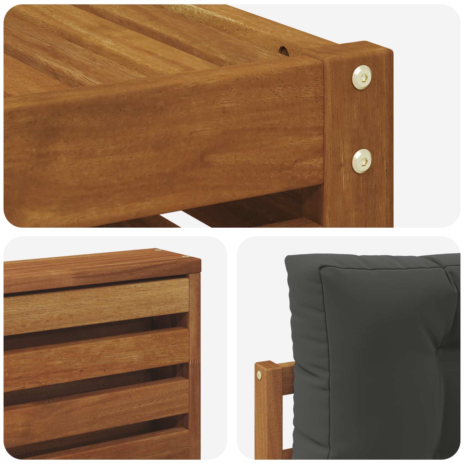 Set divani 11 pcs Naturale e Antracite Legno di Acacia Massello | homemem39