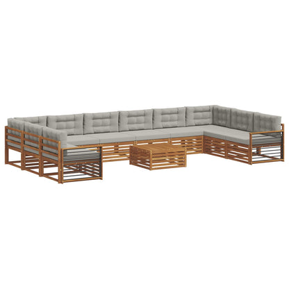 Set divani con cuscino 11 pcs Grigio Naturale e Chiaro | homemem39