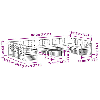 Set divani con cuscino 11 pcs Grigio Naturale e Chiaro | homemem39