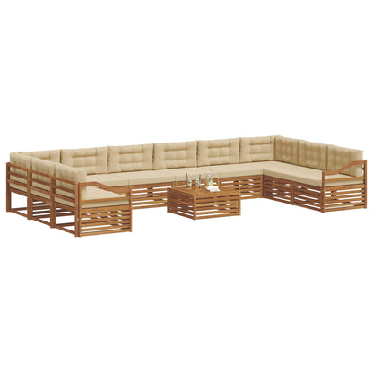 Set divani 11 pcs Naturale e Beige Legno di Acacia Massello | homemem39