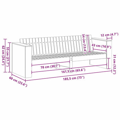 Divano da giardino Bianco 185,5 x 60 x 62 cm Pino massello