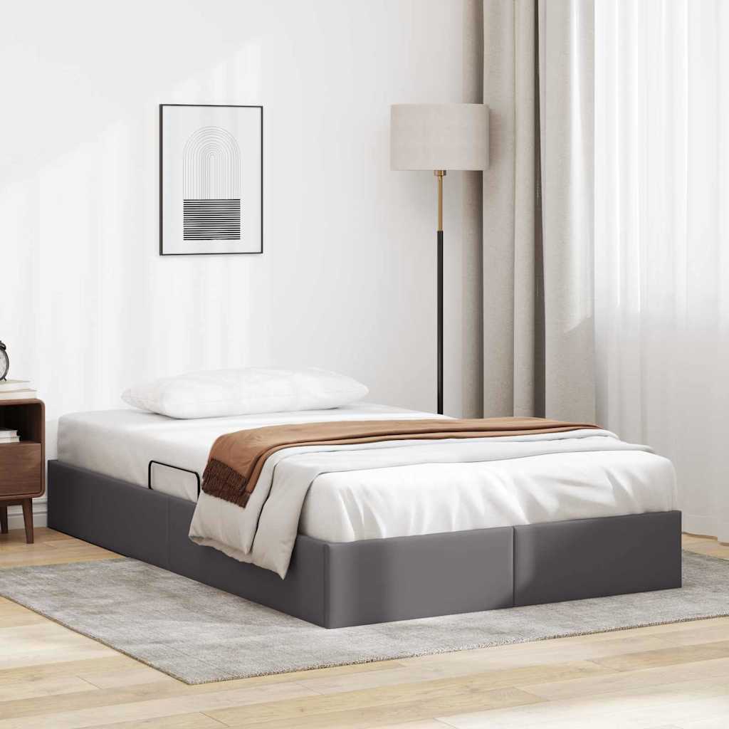 Letto con Contenitore Grigio 120 x 190 cm Pelle sintetica