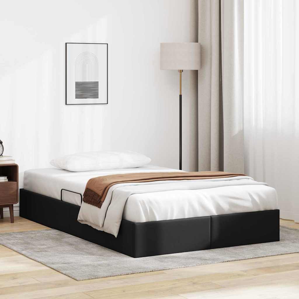 Letto con Contenitore Nero 120 x 200 cm Pelle sintetica