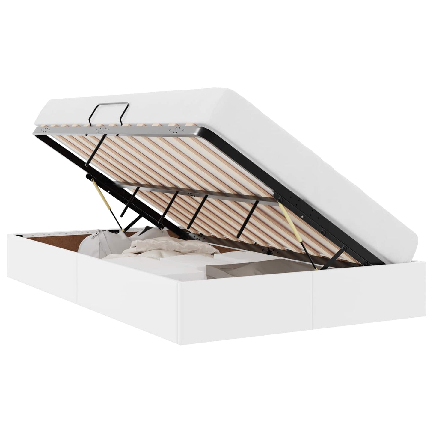 Letto con Contenitore Bianco Puro 120 x 200 cm Pelle sintetica