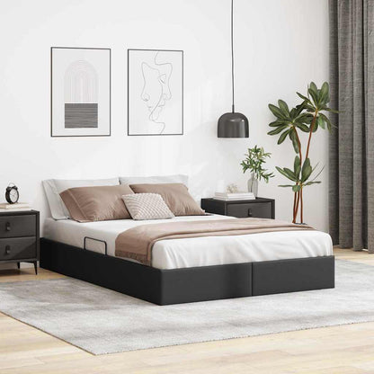 Letto con Contenitore Nero 140 x 190 cm Pelle sintetica