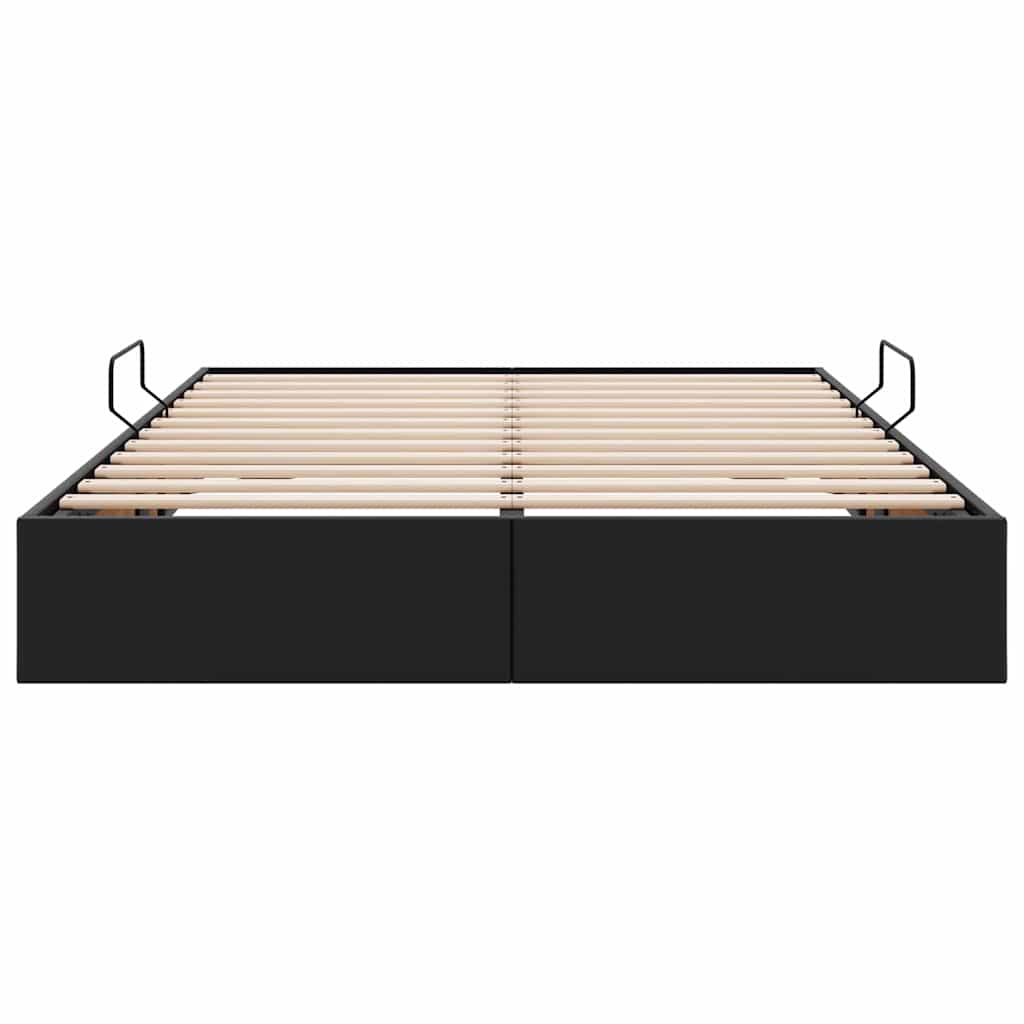 Letto con Contenitore Nero 140 x 190 cm Pelle sintetica