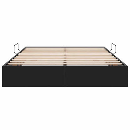 Letto con Contenitore Nero 140 x 190 cm Pelle sintetica