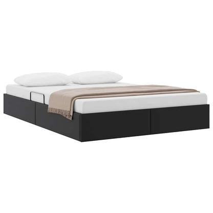 Letto con Contenitore Nero 140 x 190 cm Pelle sintetica