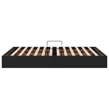 Letto con Contenitore Nero 140 x 190 cm Pelle sintetica