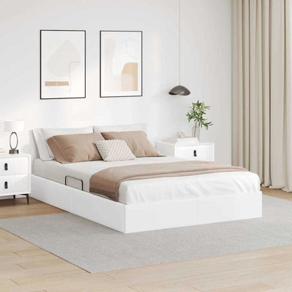 Letto con Contenitore Bianco Puro 140 x 190 cm Pelle sintetica