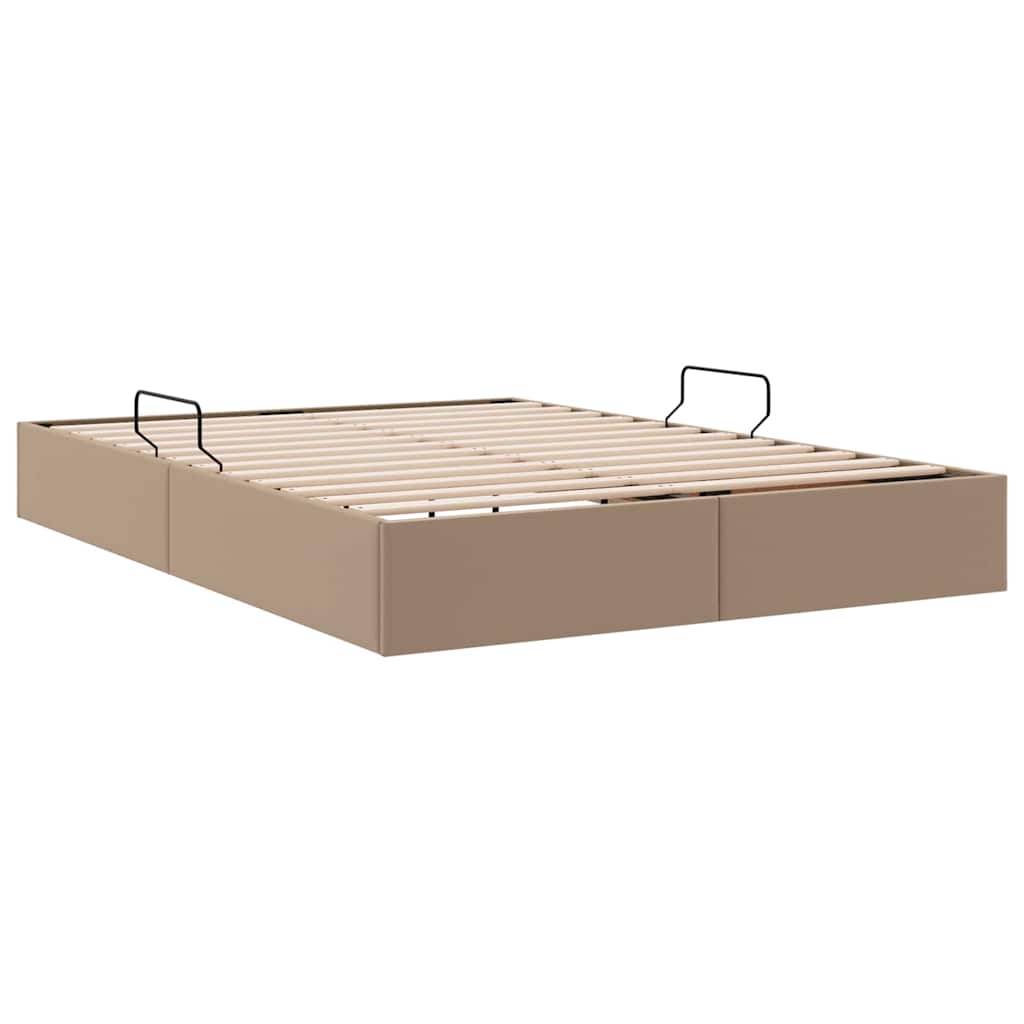 Letto con Contenitore Cappuccino 140 x 190 cm Pelle sintetica