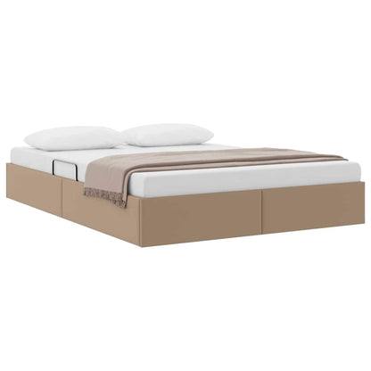 Letto con Contenitore Cappuccino 140 x 190 cm Pelle sintetica