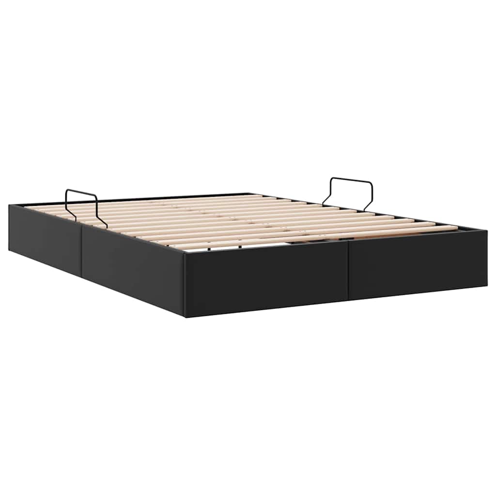 Letto con Contenitore Nero 140 x 200 cm Pelle sintetica