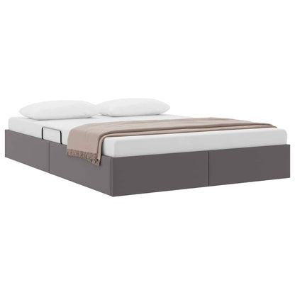 Letto con Contenitore Grigio 140 x 200 cm Pelle sintetica