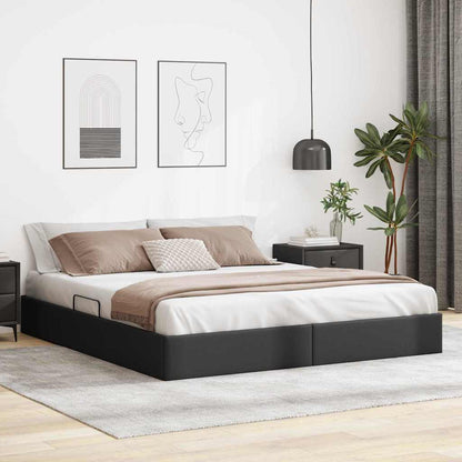 Letto con Contenitore Nero 160 x 200 cm Pelle sintetica