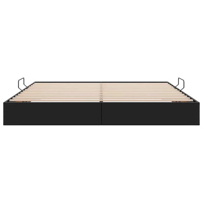 Letto con Contenitore Nero 200 x 200 cm Pelle sintetica