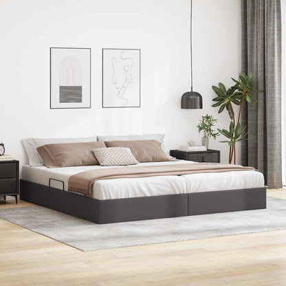 Letto con Contenitore Grigio 200 x 200 cm Pelle sintetica