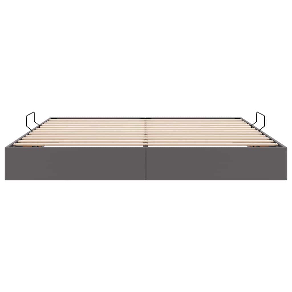 Letto con Contenitore Grigio 200 x 200 cm Pelle sintetica